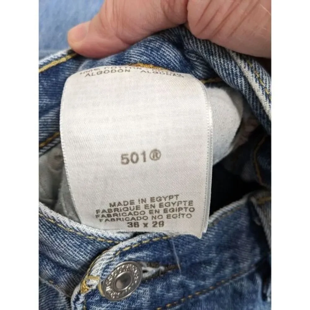 Levis‎ 501 Jeans Mens 36x29 (34X27) Blue Original Straight Denim Button Fly